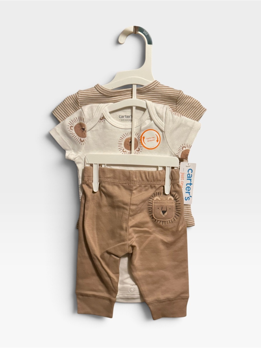 Carter's Just One You 3 Piece Lion Bodysuit Pant Set Baby Boy 3 Months Tan NWT